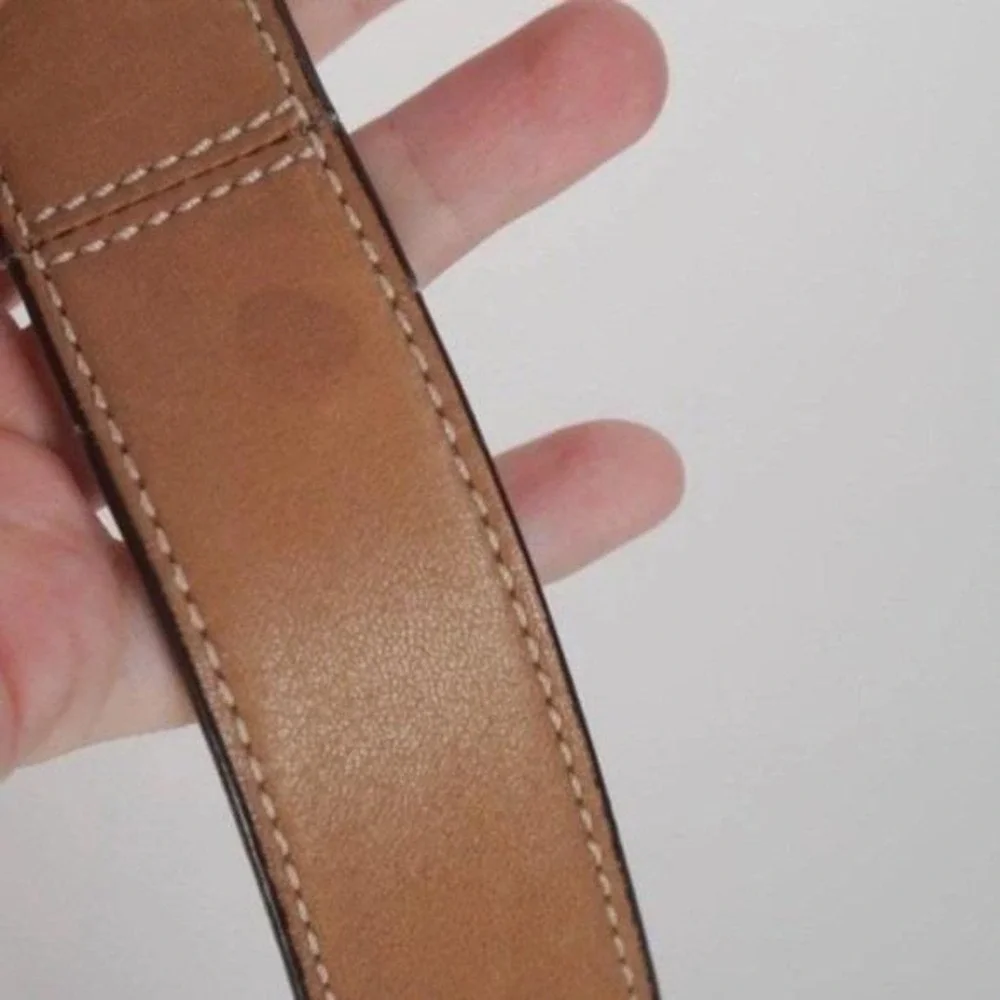 Coach Vintage Tan Leather Crossbody Bag Strap Brass Buckle Stitched 1.5